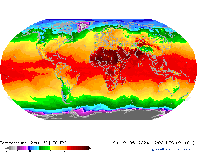 温度图 ECMWF 星期日 19.05.2024 12 UTC