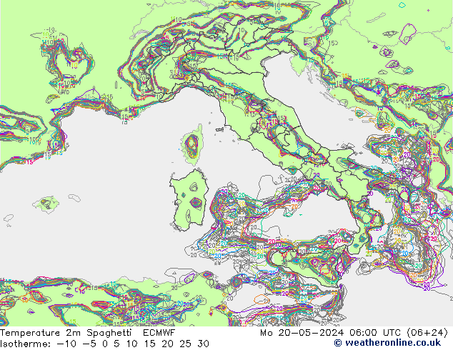 Temperaturkarte Spaghetti ECMWF Mo 20.05.2024 06 UTC