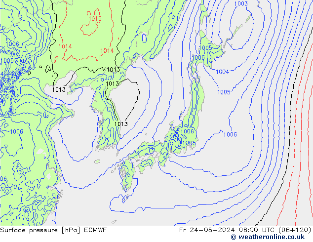 Surface pressure ECMWF Fr 24.05.2024 06 UTC