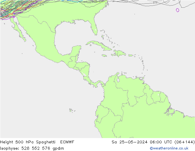 Height 500 hPa Spaghetti ECMWF Sa 25.05.2024 06 UTC