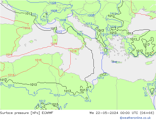 ciśnienie ECMWF śro. 22.05.2024 00 UTC