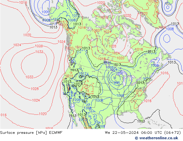 Surface pressure ECMWF We 22.05.2024 06 UTC