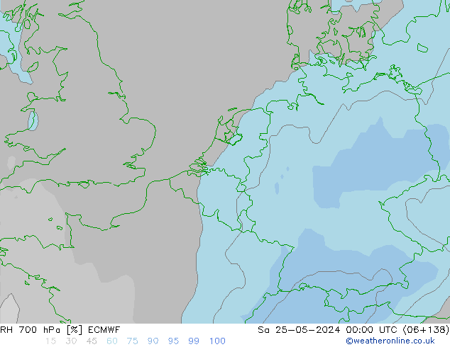 RH 700 hPa ECMWF so. 25.05.2024 00 UTC