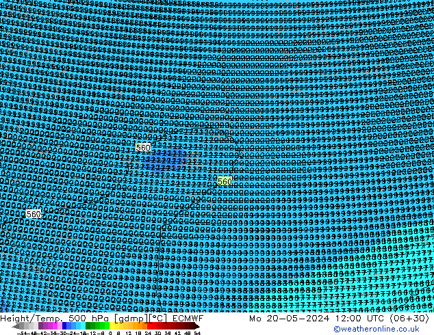 Geop./Temp. 500 hPa ECMWF lun 20.05.2024 12 UTC