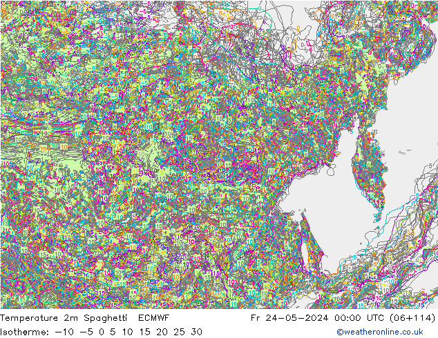 Temperatuurkaart Spaghetti ECMWF vr 24.05.2024 00 UTC