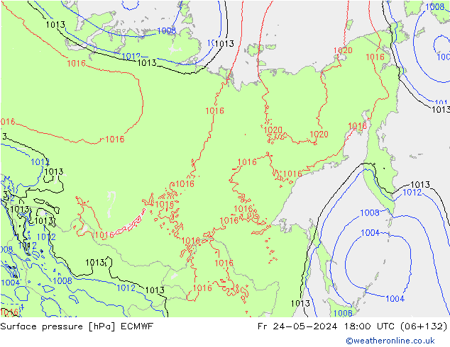 pressão do solo ECMWF Sex 24.05.2024 18 UTC
