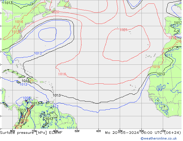 Presión superficial ECMWF lun 20.05.2024 06 UTC