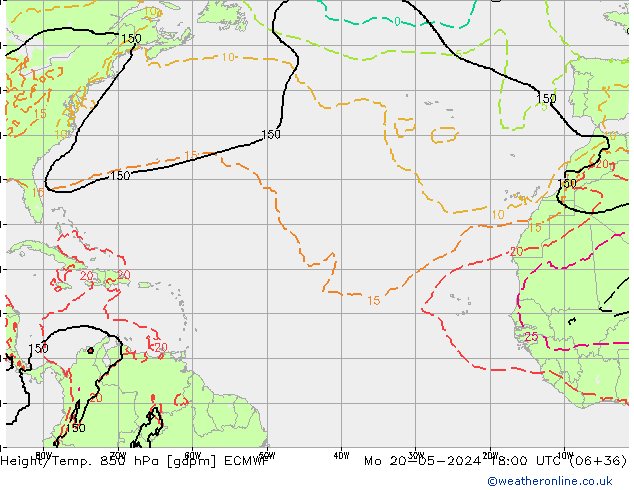 Hoogte/Temp. 850 hPa ECMWF ma 20.05.2024 18 UTC