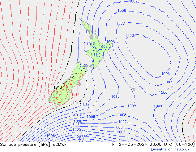 Surface pressure ECMWF Fr 24.05.2024 06 UTC