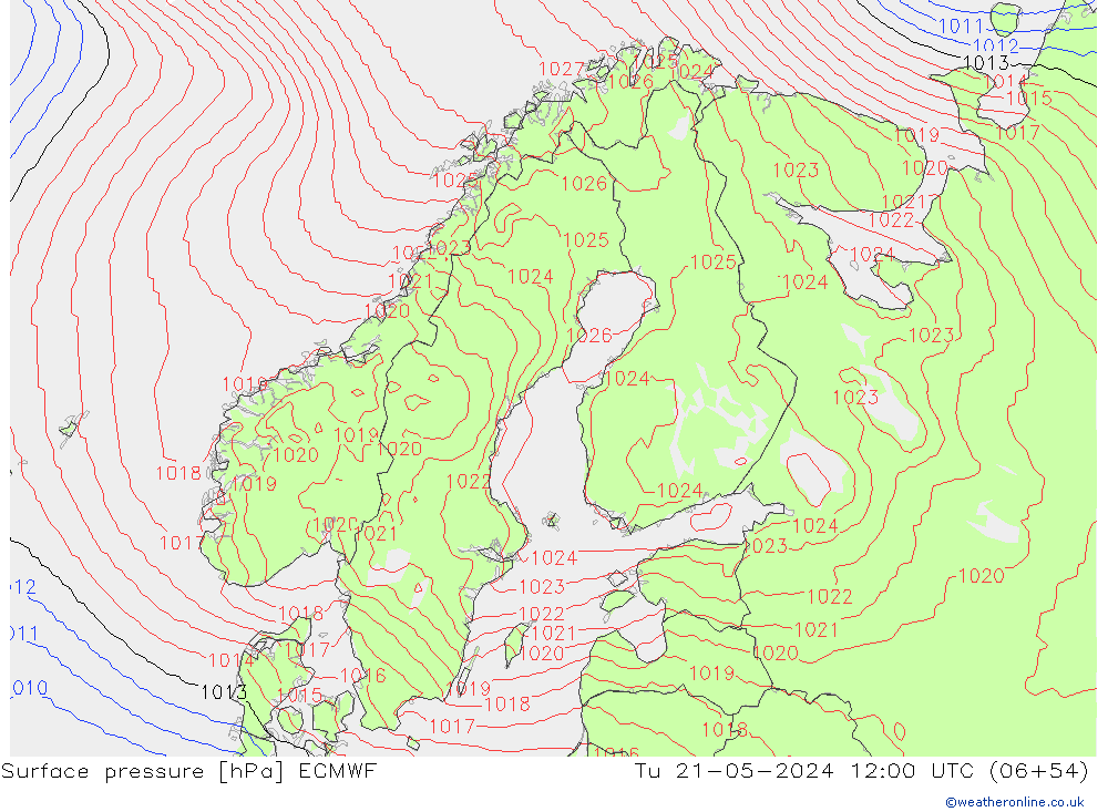 Pressione al suolo ECMWF mar 21.05.2024 12 UTC