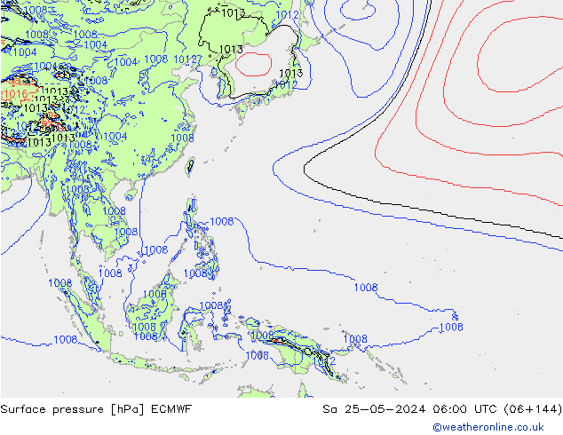 приземное давление ECMWF сб 25.05.2024 06 UTC