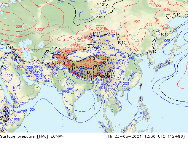 Surface pressure ECMWF Th 23.05.2024 12 UTC