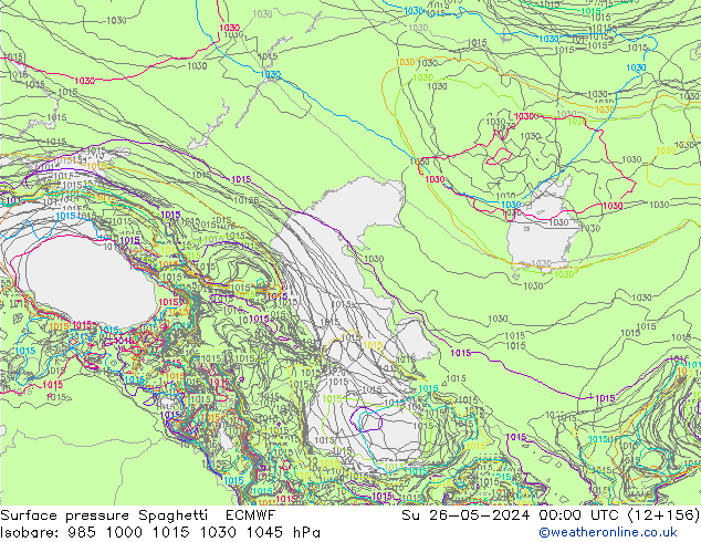 pressão do solo Spaghetti ECMWF Dom 26.05.2024 00 UTC
