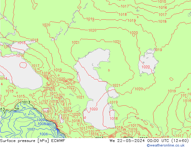 Atmosférický tlak ECMWF St 22.05.2024 00 UTC