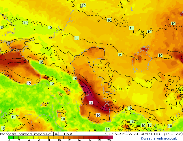 Isotachen Spread ECMWF zo 26.05.2024 00 UTC