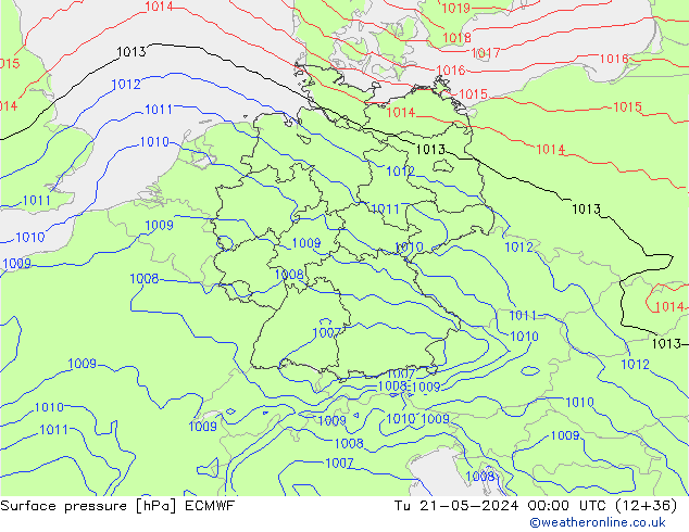 Bodendruck ECMWF Di 21.05.2024 00 UTC