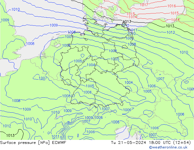 Presión superficial ECMWF mar 21.05.2024 18 UTC