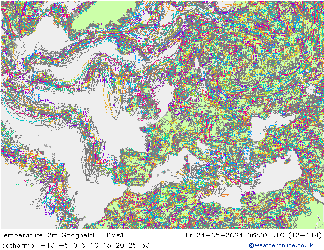 Temperatuurkaart Spaghetti ECMWF vr 24.05.2024 06 UTC