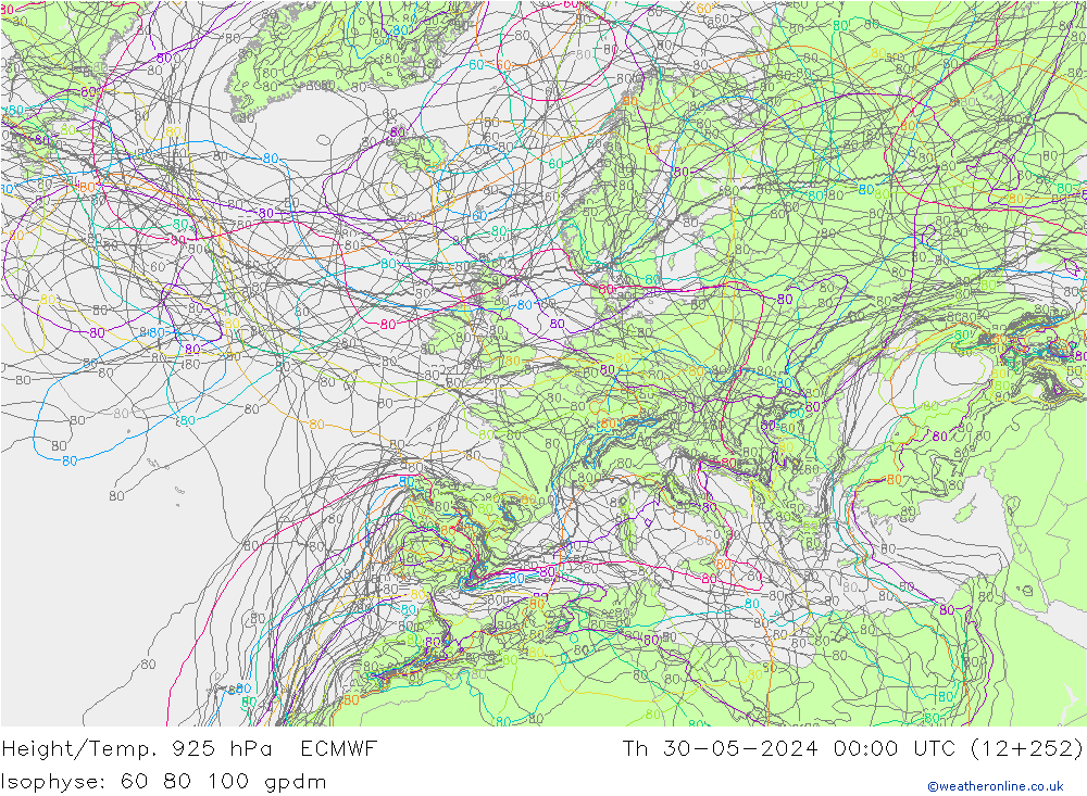 Height/Temp. 925 hPa ECMWF  30.05.2024 00 UTC