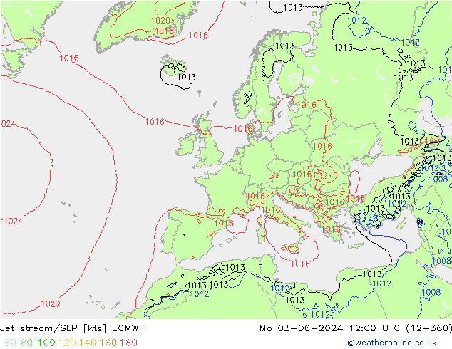 Polarjet/Bodendruck ECMWF Mo 03.06.2024 12 UTC