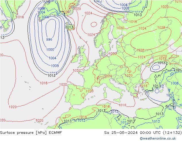 приземное давление ECMWF сб 25.05.2024 00 UTC