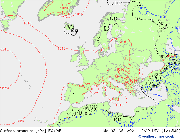 Luchtdruk (Grond) ECMWF ma 03.06.2024 12 UTC