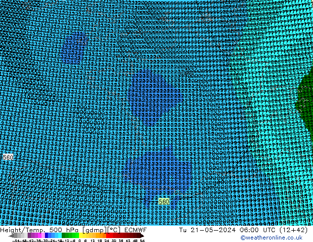 Height/Temp. 500 hPa ECMWF Ter 21.05.2024 06 UTC