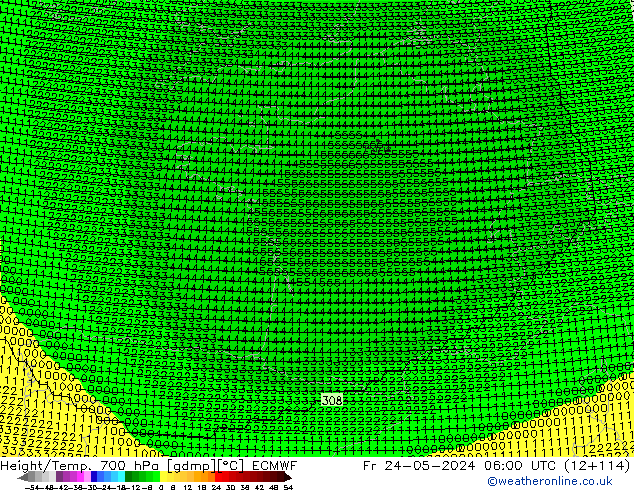Height/Temp. 700 hPa ECMWF Fr 24.05.2024 06 UTC