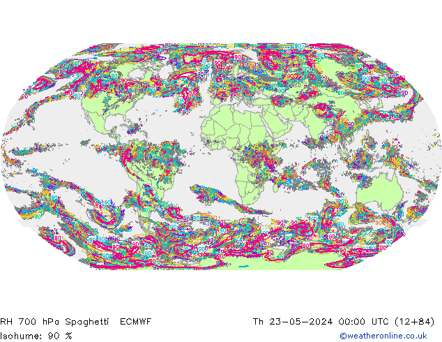 RV 700 hPa Spaghetti ECMWF do 23.05.2024 00 UTC