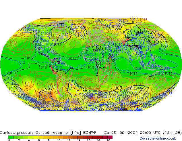 Luchtdruk op zeeniveau Spread ECMWF za 25.05.2024 06 UTC