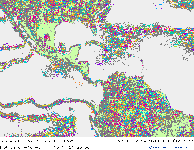Sıcaklık Haritası 2m Spaghetti ECMWF Per 23.05.2024 18 UTC