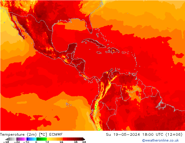 Temperatura (2m) ECMWF dom 19.05.2024 18 UTC