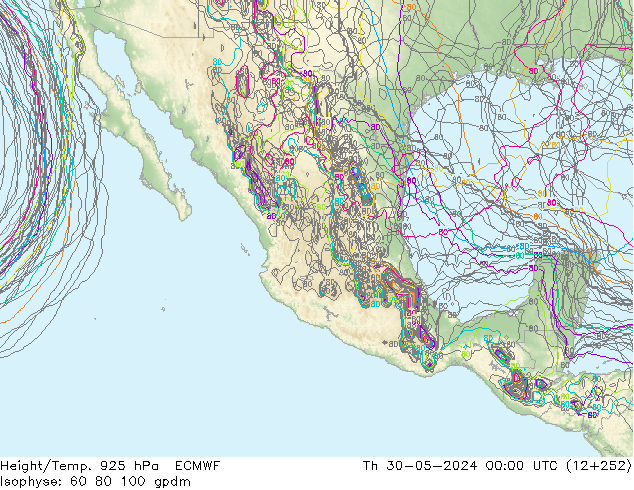 Geop./Temp. 925 hPa ECMWF jue 30.05.2024 00 UTC