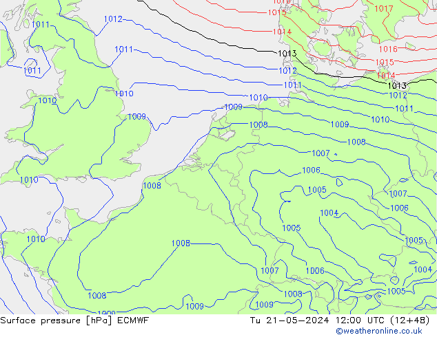 pressão do solo ECMWF Ter 21.05.2024 12 UTC