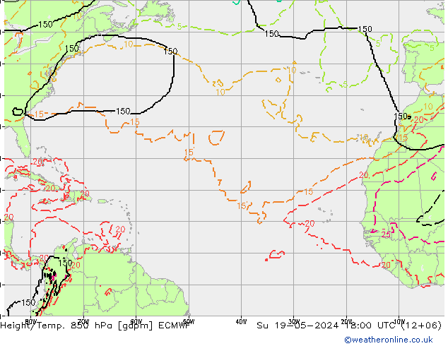 Hoogte/Temp. 850 hPa ECMWF zo 19.05.2024 18 UTC