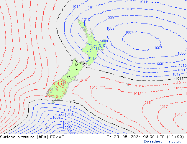 Luchtdruk (Grond) ECMWF do 23.05.2024 06 UTC