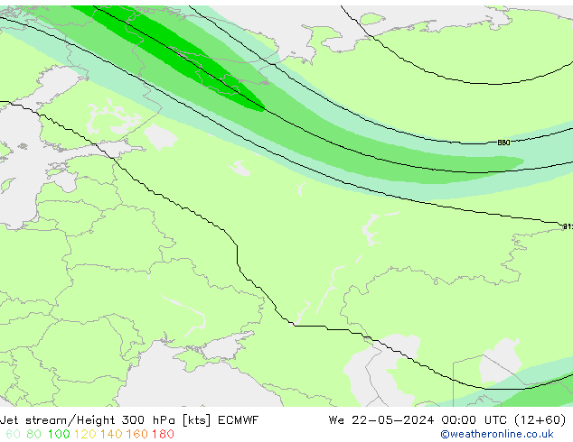 Jet Akımları ECMWF Çar 22.05.2024 00 UTC