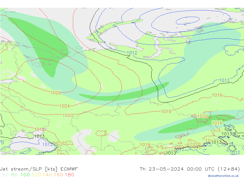 Jet stream/SLP ECMWF Čt 23.05.2024 00 UTC