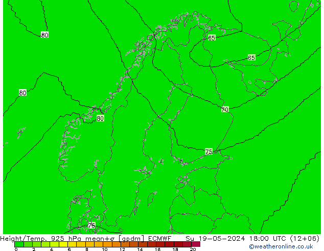 Height/Temp. 925 hPa ECMWF 星期日 19.05.2024 18 UTC