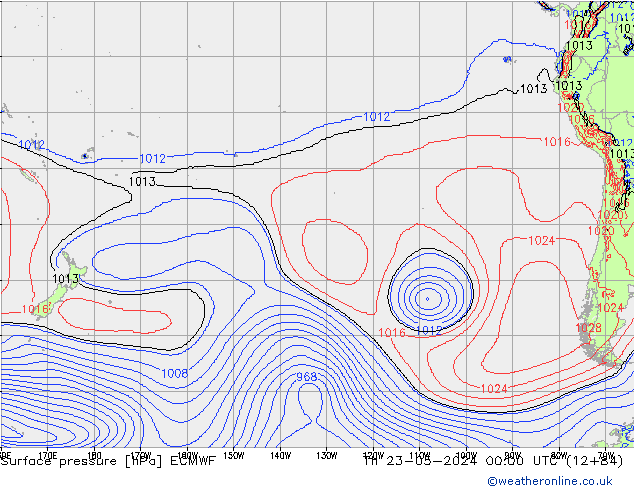 Pressione al suolo ECMWF gio 23.05.2024 00 UTC