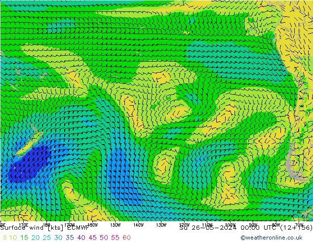 Vent 10 m ECMWF dim 26.05.2024 00 UTC