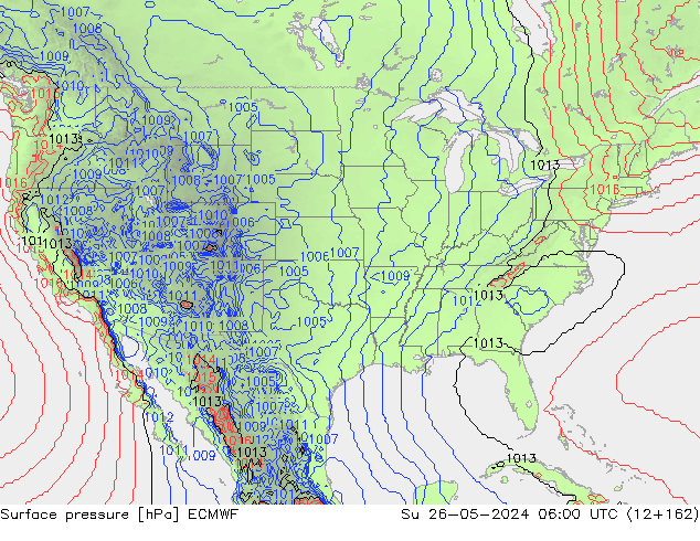 Luchtdruk (Grond) ECMWF zo 26.05.2024 06 UTC