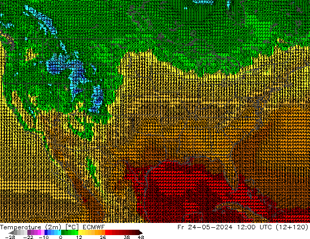 Sıcaklık Haritası (2m) ECMWF Cu 24.05.2024 12 UTC