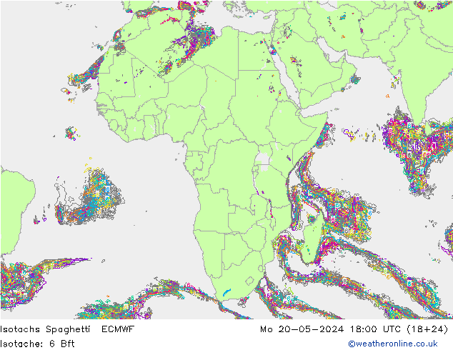 Isotachs Spaghetti ECMWF Mo 20.05.2024 18 UTC