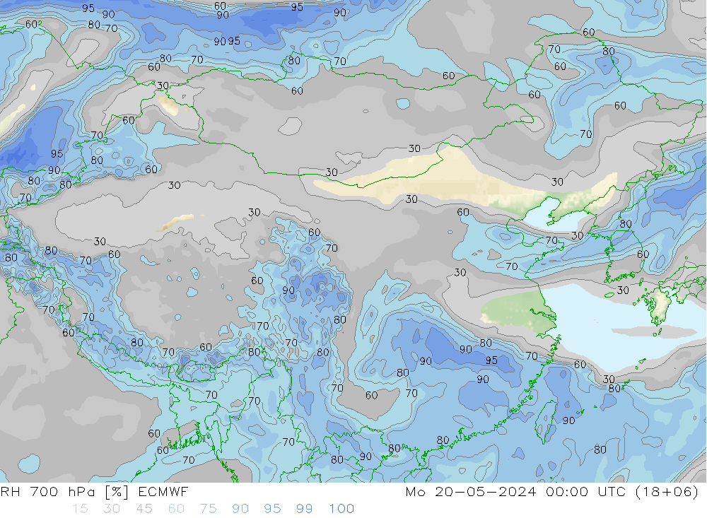 RH 700 hPa ECMWF 星期一 20.05.2024 00 UTC