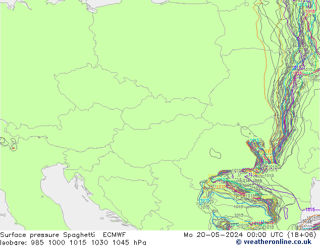 pressão do solo Spaghetti ECMWF Seg 20.05.2024 00 UTC