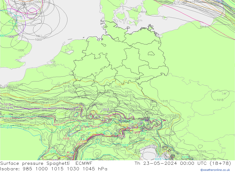 pression de l'air Spaghetti ECMWF jeu 23.05.2024 00 UTC