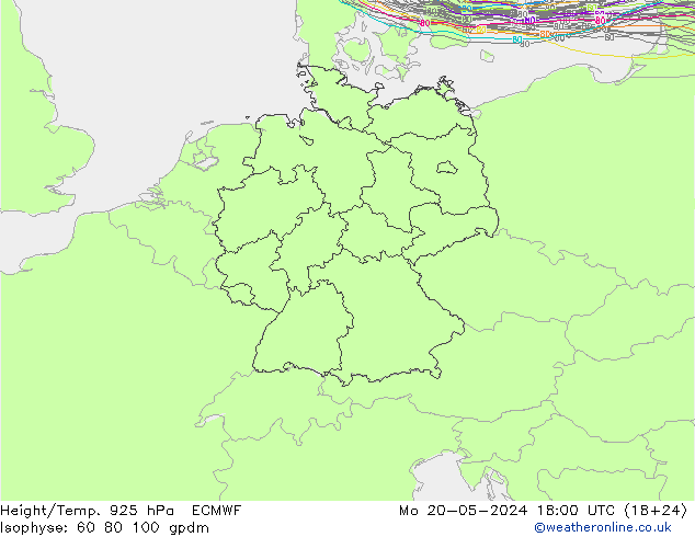 Hoogte/Temp. 925 hPa ECMWF ma 20.05.2024 18 UTC