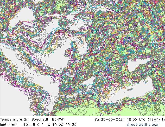 Temperatuurkaart Spaghetti ECMWF za 25.05.2024 18 UTC