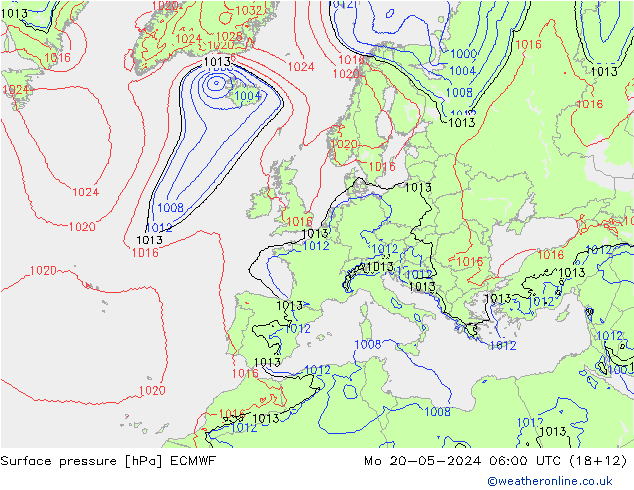 地面气压 ECMWF 星期一 20.05.2024 06 UTC